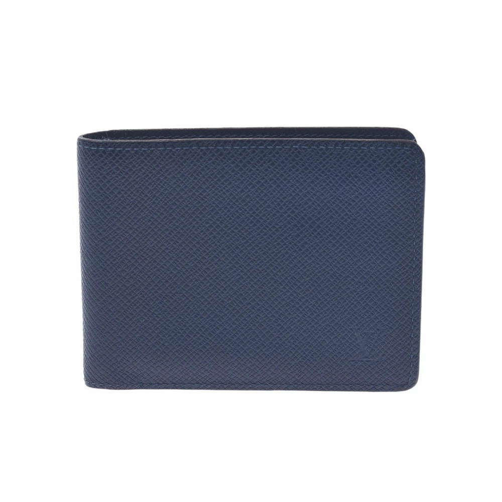 LOUIS VUITTON Taiga Portefeuille Multiple Blue Marine Blue Leather Billfold